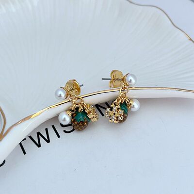 New fashion light luxury sweet cute pearl inlaid English letter strawberry women metal high quality jewelryTB