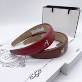 Korean style Chanel style double c leather sponge headband net red with headband 2023 new summer candy color hair card jewelry