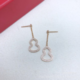 Guochao style new hollow out diamond Fulu gourd earrings women elegant fashion versatile personality earrings