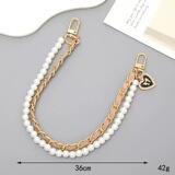 Cross-border sales love leather pearl chain winter all-match love pearl chain keychain pendant