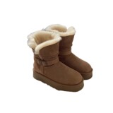 Sangpo snow boots women winter new leather buckle knight boots fleece padded cotton shoes sheepskin wool one-piece long boots UGG