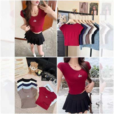 alo autumn winter short sleeve alo early autumn grinding fur short sleeve small fly sleeve suspender vest top letter one-piece cup