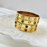 18k Gold Titanium Steel Flower Bracelet Kaleidoscope Color Bracelet Cross Border Hot Sale Five Leaf Flower Buckle Bracelet Waterproof