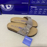 Birken 2026 Summer European and American Fashion Lettering Thick Sole Sandal Toe Layer Cowhide Round Toe Eva Shoe Soles Spot