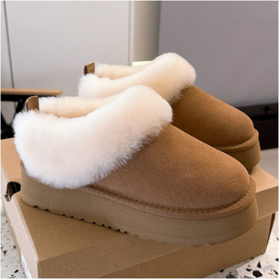 women's winter new tatzler sheepskin fur loafers flip wool non-slip warm high sole snow boots UGG
