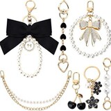 New Faux Pearl Large Bow Bag Charm Pendant Creative Handmade Colorful Ribbon Knot Keychain
