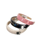 French Chanel style headband leather pu leather sponge wide edge headband fashion revealing small headband celebrity sweet hair card