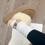 New Chisoi thick-soled slippers women's sheepskin fur one-piece high shoes genuine leather thickened cowhide outdoor non-slip sole UGG