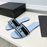 Chanel-style 2026 Summer Embroidery Flat Flip Flops Letters Anti Casual Outdoor Wear Classic Beach Couple Slippers