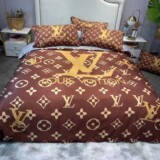 Dior Foreign Trade Fashion Brand Light Luxury Premium Ice Silk Four-Piece Set Washed Silk Quilt Cover Bed Sheet Bed Sheet Big Brand Exit