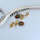 New fashion light luxury sweet cute pearl inlaid English letter strawberry women metal high quality jewelryTB