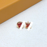 Louis Vuitton Floral Stud Earrings White Rose Gold Red Stud Earrings Fashion