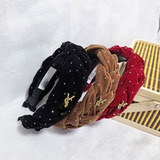 YSL Velvet Hemp Red Headband Female 2023 Influencer Fall Winter High Skull Top Wide Edge Headband Hair Press Hair Card New Year Headwear
