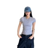 alo Seven-color Dopamine 26 spring and summer new European and American solid color women's short sleeve T-shirt elegant slim sport T