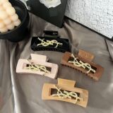 ySL Black Large Gripper Korean Style Elegance YS Metal Letter Shark Clip Back of Head Disc Hair Clip Fashion Hair Accessories Headwear