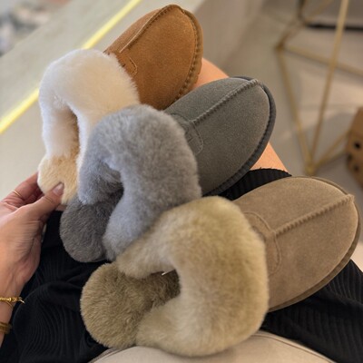 Sangpo fur slippers women winter new leather fur one star mop thickened warm home slippers men UGG