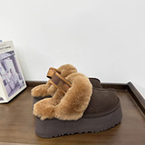 FW2026 Thick Sole Strappy Sheepskin Fur All-in-One Snow Boots Thicker Warm Wool Flip Flops Cross Border Spot UGG