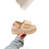Open Toe Flip Flops Thick Sole Sandals Women Summer Fashion Versatile Romanesque Beach Slippers Velcro Push-Up Sandals UGG