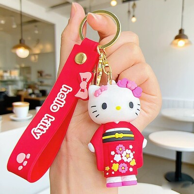 Cross-dressing hellokitty sanrio keychain hundred change kitty cat doll schoolbag ornament student small gift