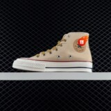 1970sChuckSNL Unisex Pink Khaki High Top Casual Vulcanized Canvas Skate Shoes A18854C