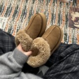 Snow boots women curly tartan fur one-piece heightening snow cotton thick sole wool fleece padded cotton shoes winter UGG