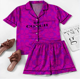 Coach Cross Border Amazon Summer Printed Pajamas Parent-Child Loungewear European and American Foreign Trade Short Sleeve Shorts Pod Customization
