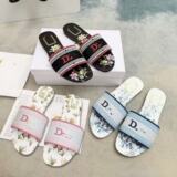 Foreign Trade Dior Embroidery Slippers Red Fashion Casual Sheepskin Slippers