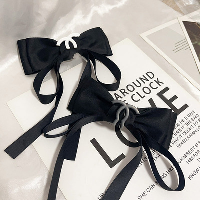 Chanel French Double Elegance Back Headgear Large Smooth Bow Hair Clip Korean Simple Princess Girl