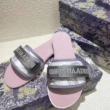 Dior Flip Flops Women 2026S Summer Outerwear Embroidered Letters Flat Casual Velcro Stickers Foreign Trade Beach Candle Mop