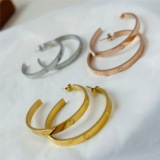 Cartier Large Circle Earrings Stainless Steel Full Nail Earrings Light Luxury Pair with Popular Earrings Accessories