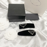 prada classic black velvet vintage hair clip square side bangs clip back of the head shredded hair bb clip small red book