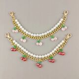 Cross-border cherry pearl bag hanging key chain pendant metal extension chain simple bag chain