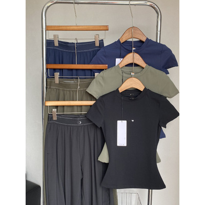 alo quick-drying short sleeve top + quick-drying pants outdoor sports running casual suit women casual quick-drying clothes