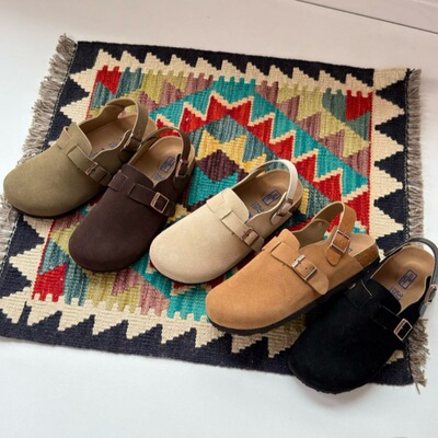 New Slip-On Bokken Flip Flops Sandals Heel Strap Two Leather Cowhide Wood Stopper Boken Shoes UGG