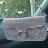 CoachTK Cross-border Women's Bag Cross-border Messenger Light Luxury Wine God Keychain Hanging Bag European and American Fashion Point Diamond Cross-border Underarm Bag
