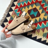 New Slip-On Bokken Flip Flops Sandals Heel Strap Two Leather Cowhide Wood Stopper Boken Shoes UGG