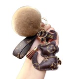 Cross-border European and American new keychain men's and women's creative kitten key chain car key rope pendant leather rope