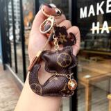 Cross-border European and American new keychain men's and women's creative kitten key chain car key rope pendant leather rope