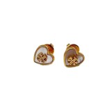 Copper-plated 18K Gold Natural Shell Inlaid Heart-Shaped Stud Earrings Necklace Niche Fashion Sweet Jewelry Set high quality jewelryTB