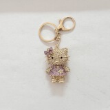 Cross-border creative alloy cute diamond-set kitten keychain bag hanging car keychain accessories wholesale