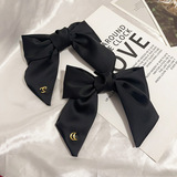 Satin Large Vintage Long Ribbon Bow Hair Clip Multicolor Triangle Wine Red Bow Spring Clip Hair Accessories