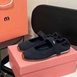 Miumiu25 New Hook-and-Loop Genuine Leather Flats Flat