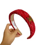 celine New Chinese Red Magenta Chanel Elegant Sponge High Cranial Top Hair Card Age Reducing Girl Retro Headband Hair Accessories