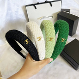 New Linen Woven Wide Edge Light Luxury High Appearance Chanel Style Hair Band Burst French Sweet Korean Style Niche Headband