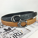Coach vintage pin buckle toe leather belt versatile jeans men trendy belt waist wrap suit