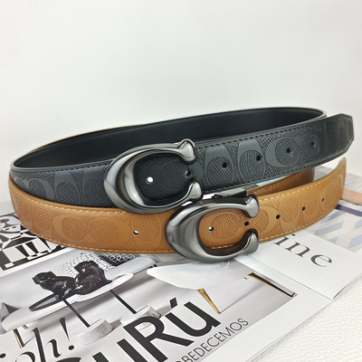 Coach vintage pin buckle toe leather belt versatile jeans men trendy belt waist wrap suit