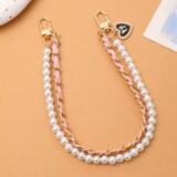 Cross-border sales love leather pearl chain winter all-match love pearl chain keychain pendant