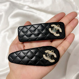 chanel new head shredding hair clip vintage fashion PU leather bb clip simple net red hair clip Chanel top clip bangs clip