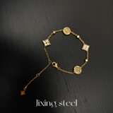 Van cleef High Edition Four Leaf Clover Louis Vuitton New Old Floral Bracelet Lady Rose Gold Plated No Fading Bracelet One Piece Generation