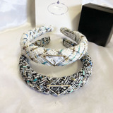 prada Fall Winter Out High Cranial Headband Hair Band Chanel Style Gold Silk Yarn Hair Card Wide Edge Hair Cave Headband Hair Band